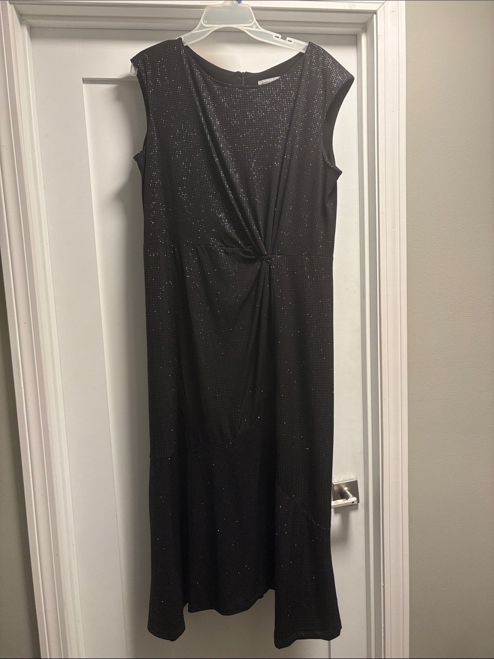 Danny & Nicole Black Sparkle Twist-Front Maxi Dress